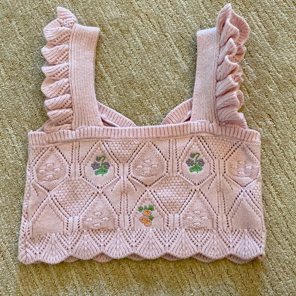Pink Ripple Crop Top | Size Small - Picture 3 of 3